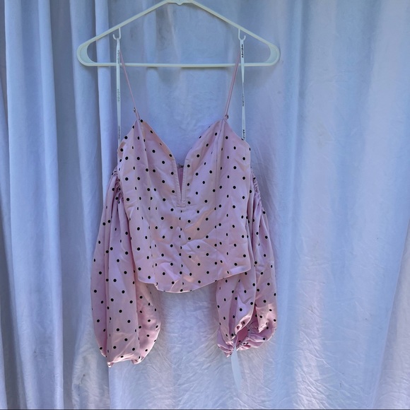NWT FOR LOVE & LEMONS X Revolve Celeste Moire Top In Blush. - Picture 5 of 9